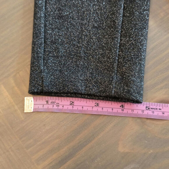 Loft Metallic Stretch Pants Women's Sz M Black Silver Skinny Leg Pull on Dressy - Picture 9 of 16